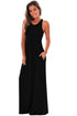 Sexy Black Racerback Maxi Dress with Pockets